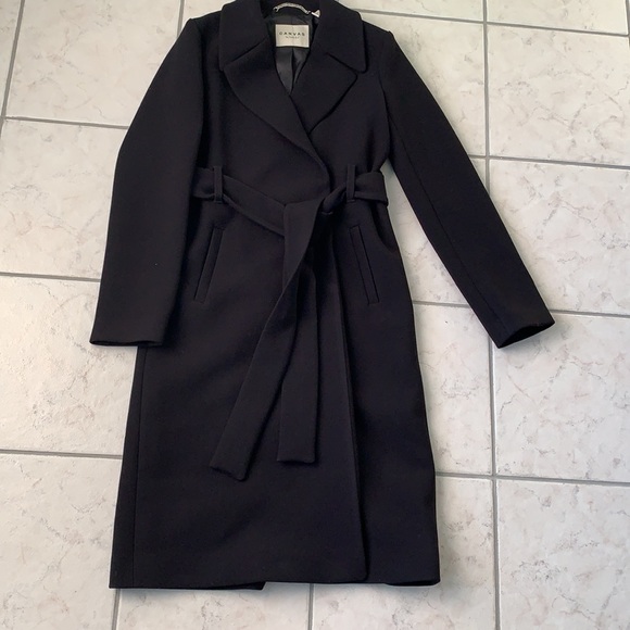 Lands' End Jackets & Blazers - NWOT -BLACK- Wrap Trench Coat - Canvas by Lands’ End